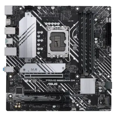 ASUS PRIME B660M-A D4-CSM (Socket 1700, mATX, 4xDDR4(128GB), DP/2xHDMI 2.1, 1xPCIe 4.0x16/2xPCIe 3.0x16, 1xLAN, 4xSATA 6Gb/s, 2xM.2, 2xUSB 3.2, 4xUSB 2.0, 1xPS/2)