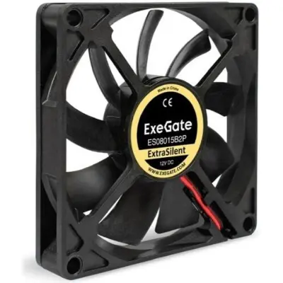 Exegate EX295236RUS Вентилятор 12В DC ExeGate ExtraSilent ES08015B2P (80x80x15 мм, 2-Ball (двойной шарикоподшипник), 2pin, 1700RPM, 17dBA)
