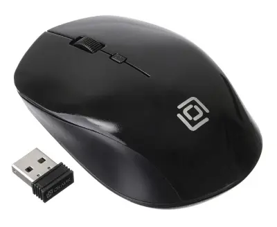 Мышь Оклик 565MW glossy черный оптическая (1600dpi) беспроводная USB для ноутбука (4but)
