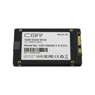 CBR SSD-480GB-2.5-ST21, Внутренний SSD-накопитель, серия "Standard", 480 GB, 2.5", SATA III 6 Gbit/s, Phison PS3111-S11, 3D TLC NAND, R/W speed up to 550/500 MB/s, TBW (TB) 400