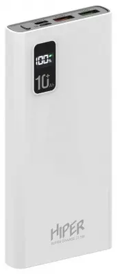 Мобильный аккумулятор Hiper Fast 10000 10000mAh 5A QC PD 2xUSB белый (FAST 10000 WHITE)