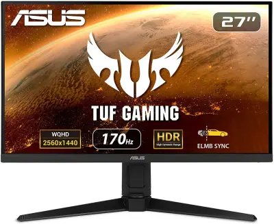 Монитор Asus 27" TUF Gaming VG27AQL1A черный IPS LED 1ms 16:9 HDMI M/M матовая HAS Piv 400cd 178гр/178гр 2560x1440 170Hz G-Sync DP 2K USB 6.6кг