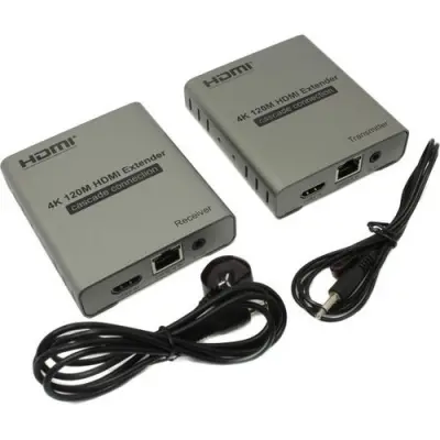 ORIENT VE048, HDMI 4K extender (Tx+Rx), активный удлинитель до 120 м по одной витой паре, HDMI 1.4b, 4K@30Hz/ 1080p@60Hz/3D, HDCP, передача ИК сигнала управления (датчики IR-TX/Rx в комплекте) (30932)