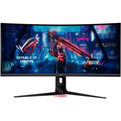 ASUS LCD 34" XG349C ROG Strix Black Curved {IPS 3440x1440 180Hz 1ms 178/178 400cd 1000:1 HDMI DisplayPort USB-C HDR400 G-SYNC Tilt Swivel HAS VESA Black} [90LM06V0-B01A70]
