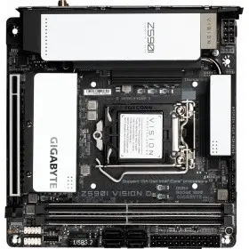 Gigabyte Z590I VISION D RTL {Socket 1200, Intel®590, 2xDDR4-3200, DP, 1xPCI-Ex16, 4xSATA3(RAID 0/1/5/10), 2xM.2, 8 Ch Audio, 2.5GLan, Wi-Fi, (0+4)xUSB2.0}