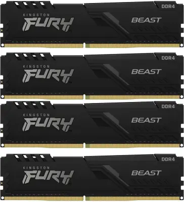 Память DDR4 4x32GB 3200MHz Kingston KF432C16BBK4/128 Fury Beast Black RTL Gaming PC4-25600 CL16 DIMM 288-pin 1.35В dual rank с радиатором Ret