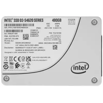 Intel SSD 480Gb S4620 серия SSDSC2KG480GZ01(1Z) {SATA3.0, 3D2, TLC, 2.5"}
