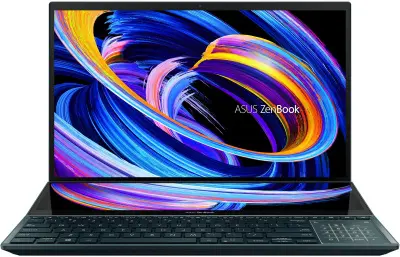 Ноутбук Asus ZenBook Pro Duo 15 OLED UX582HS-H2002X Core i9 11900H 32Gb SSD1Tb NVIDIA GeForce RTX3080 8Gb 15.6" OLED Touch 4K (3840x2160) Windows 11 Professional blue WiFi BT Cam Bag (90NB0V21-M000D0)