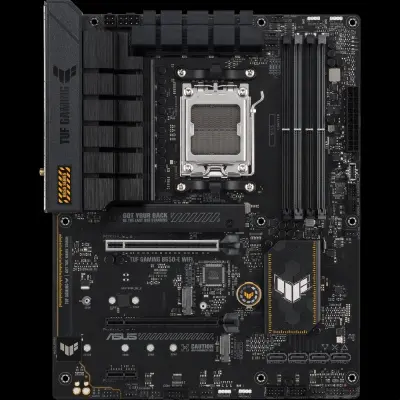 ASUS TUF GAMING B650-E WIFI (Socket AM5, ATX, 4xDDR5(192GB), DP/HDMI, 2xPCIe 4.0x16/1xPCIe 4.0, 1xLAN (2.5GbE), Wi-Fi, BT, 4xSATA 6Gb/s, 3xM.2, 1xType-C, 4xUSB 3.2, 3xUSB 2.0)