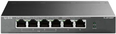 Коммутатор TP-Link TL-SF1006P (L2) 6x100Мбит/с 4PoE+ 67W неуправляемый