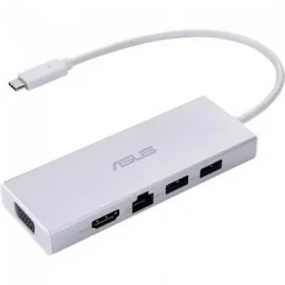 ASUS USB OS200 [90XB067N-BDS000] USB-C DONGLE Docking Station.USB 3.0 х 2,RJ-45х1,VGAx1,HDMIx1 HDMI HDMI and VGA ports supports up to 2K (2048x1152), а порт DVI-I до 83 г/Серебристый