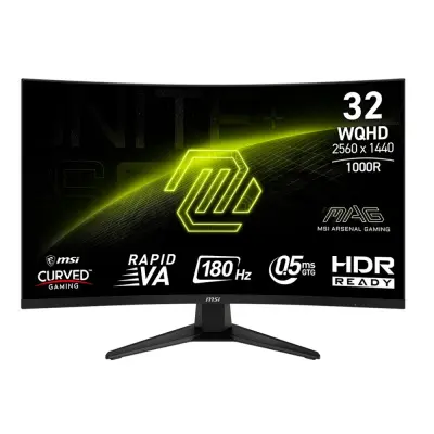 MSI MAG 31.5" 325CQF {VA 2560x1440 Curved 180Hz 1ms 300cd 2xHDMI DisplayPort USB-C(15W) Tilt VESA} [9S6-3DC11H-085/9S6-3DC11H-090]