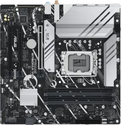 ASUS PRIME B760M-A WIFI (Socket 1700, mATX, 4xDDR5(128GB), 2xHDMI 2.1/DP, 3xPCIe 4.0x16, 1xLAN (2.5GbE), Wi-Fi, BT, 4xSATA 6Gb/s, 2xM.2, 2xUSB 3.2, 4xUSB 2.0, 1xPS/2)(90MB1EL0-M1EAY0)