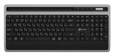 Клавиатура Оклик 860S серый/черный USB беспроводная BT/Radio slim Multimedia (подставка для запястий) (1809323)