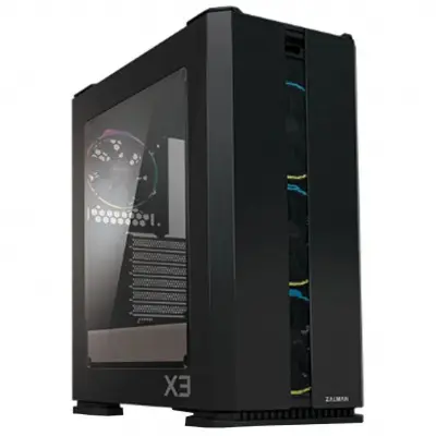 Корпус ZALMAN X3 BLACK, без БП, боковое окно (закаленное стекло), черный,  ATX
