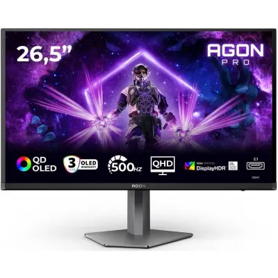 LCD AOC 26.5" AG276QKD2 Black/Dark Grey {QD-OLED 2560x1440 500Hz 0.03ms 16:9 1000cd 2xHDMI DisplayPort 4xUSB 2x5W HAS External Vesa}