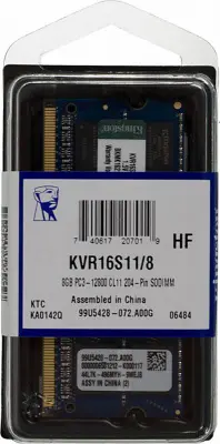 Память DDR3 8Gb 1600MHz Kingston KVR16S11/8 RTL PC3-12800 CL11 SO-DIMM 204-pin 1.5В