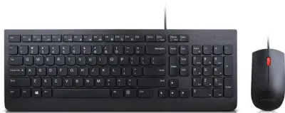 Клавиатура + мышь Lenovo Wired Combo Essential клав:черный мышь:черный USB slim