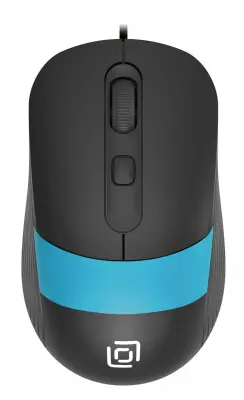 Мышь Оклик 310M черный/синий оптическая 2400dpi USB для ноутбука 4but (1869099)