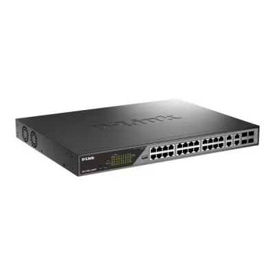 Коммутатор D-Link DSS-200G-28MPP/A1A (L2) 24x1Гбит/с 4xКомбо(1000BASE-T/SFP) 518W настраиваемый