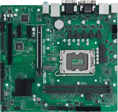 ASUS PRO H610M-C-CSM (Socket 1700, mATX, 2xDDR5(64GB), DP/DVI/HDMI, 1xPCIe 5.0x16/2xPCIe 3.0x1, 4xSATA 6Gb/s, 1xM2, 1xLAN, 1xCom, 2xUSB 3.0, 2xUSB 2.0, 2xPS/2)