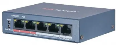 Коммутатор Hikvision DS-3E0105P-E/M(B) 4x100Мбит/с 4PoE+ 35W неуправляемый