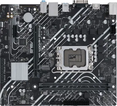 ASUS PRIME H610M-K D4 (Socket 1700, mATX, 2xDDR4(64GB), VGA/HDMI 2.1, 1xPCIe 4.0x16/1xPCIe 3.0/1xLAN, 4xSATA 6Gb/s, 1xM.2, 2xUSB 3.2, 4xUSB 2.0, 1xPS/2)