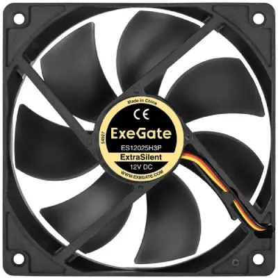 Exegate EX297056RUS Вентилятор 12В DC ExeGate ExtraSilent ES12025H3P (120x120x25 мм, Hydraulic bearing (гидродинамический), 3pin, 1450RPM, 24dBA)