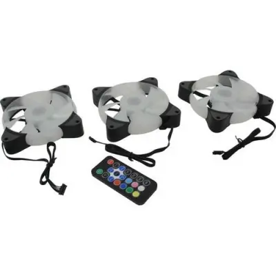1STPLAYER Вентилятор CC / controller & remote inc. / 120mm, RGB, 6-pin, 1200rpm, 30.54cfm, 12V, 19dBA / CC/  Комплект вентиляторов (3 шт.)