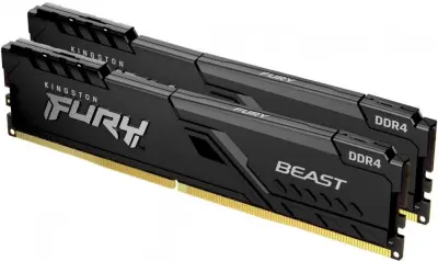 Память DDR4 2x16Gb 3733MHz Kingston KF437C19BB1K2/32 Fury Beast Black RTL Gaming PC4-29800 CL19 DIMM 288-pin 1.35В kit dual rank с радиатором Ret
