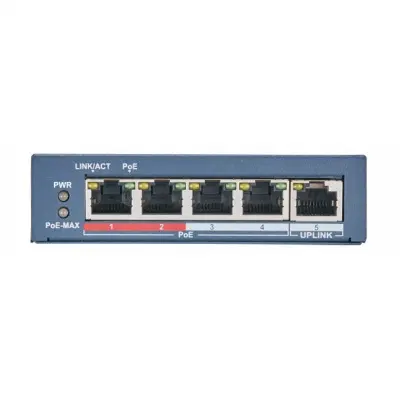 Коммутатор Hikvision DS-3E0105P-E(B) 4x100Мбит/с 4PoE 58W неуправляемый