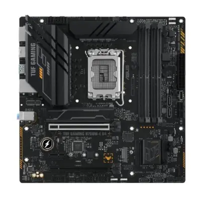 ASUS TUF GAMING B760M-E D4 (Socket 1700, mATX, 4xDDR4(128GB), HDMI 2.1/DP, 2xPCIe 4.0x16/1xPCIe 4.0, 1xLAN (2.5GbE), 4xSATA 6Gb/s, 2xM.2, 1xM.2 E key, 4xUSB 3.2, 2xUSB 2.0, 1xPS/2,)