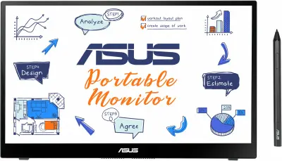 Монитор Asus 14" ZenScreen Ink MB14AHD черный IPS LED 5ms 16:9 HDMI глянцевая HAS 220cd 170гр/170гр 1920x1080 FHD USB Touch 0.87кг