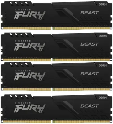 Память DDR4 4x8GB 3600MHz Kingston KF436C17BBK4/32 Fury Beast Black RTL Gaming PC4-28800 CL17 DIMM 288-pin 1.35В kit single rank с радиатором Ret