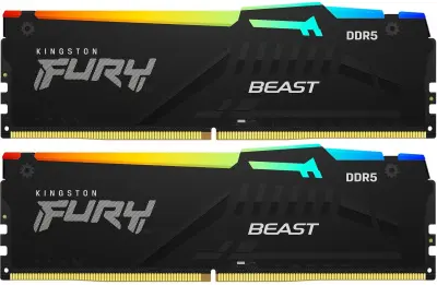 Оперативная память Kingston DDR5 FURY Beast Black DDR5 32Gb (kit 2x16Gb), 5200Mhz, [KF552C36BBEAK2-32] CL36, с радиатором