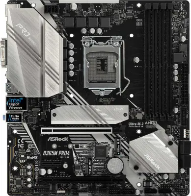 Материнская плата Asrock B365M PRO4 Soc-1151v2 Intel B365 4xDDR4 mATX AC`97 8ch(7.1) GbLAN+VGA+DVI+HDMI