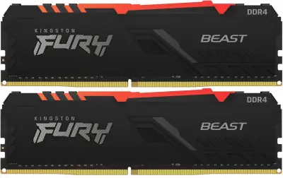 Память DDR4 2x8GB 3200MHz Kingston KF432C16BB2AK2/16 Fury Beast RGB RTL Gaming PC4-25600 CL16 DIMM 288-pin 1.35В kit dual rank с радиатором Ret