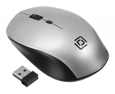 Мышь Оклик 565MW glossy черный/серебристый оптическая (1600dpi) беспроводная USB для ноутбука (4but)