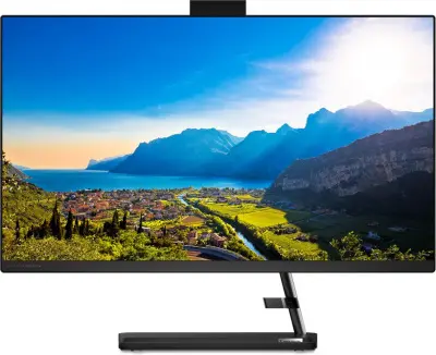 Моноблок Lenovo IdeaCentre 3 27ALC6 27" Full HD Ryzen 3 5300U (2.6) 8Gb SSD256Gb RGr DVDRW Windows 11 Home 64 GbitEth WiFi BT 90W клавиатура мышь Cam черный 1920x1080