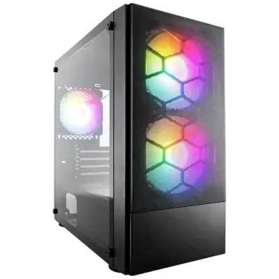 1STPLAYER Корпус FIREBASE X4-M Black / mATX, TG / 1x120mm & 2x140mm LED fans inc. / X4-M-BK-2F1P-1F1
