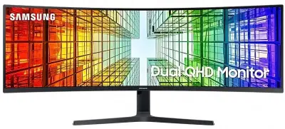 LCD Samsung 48.8" S49A950UIU {SVA 5120x1440 120Hz 4ms 178/178 350cd 3000:1 10bit(8bit+FRC) HDR10+ DisplayHDR400 2xHDMI2.1 DisplayPort1.2 RJ45 3xUSB3.0 2xUSB-C 2x2W VESA