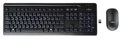 Клавиатура + мышь Fujitsu LX410 RU/US клав:черный мышь:черный USB беспроводная