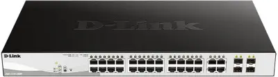 Коммутатор D-Link DGS-1210-28MP DGS-1210-28MP/F 24x1Гбит/с 4xКомбо(1000BASE-T/SFP) 24PoE+ 370W настраиваемый