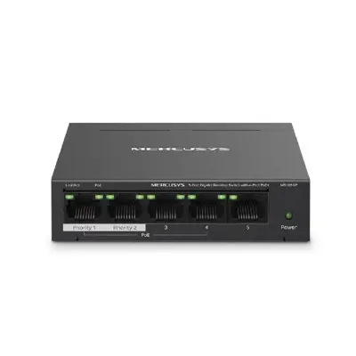 Коммутатор Mercusys MS105GP (L2) 5x1Гбит/с 4PoE+ 65W неуправляемый