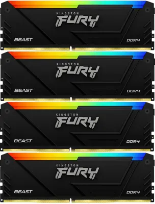 Память DDR4 4x32GB 3600MHz Kingston KF436C18BB2AK4/128 Fury Beast Black RGB RTL Gaming PC4-28800 CL18 DIMM 288-pin 1.35В dual rank с радиатором Ret