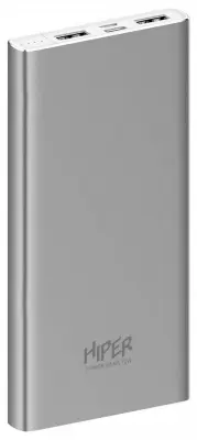 Мобильный аккумулятор Hiper Metal 10K 10000mAh 2.4A серебристый (METAL 10K SILVER)