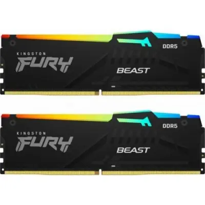 Память DDR5 2x32Gb 5600MHz Kingston KF556C40BBAK2-64 Fury Beast Black RGB RTL Gaming PC5-44800 CL40 DIMM 288-pin 1.25В dual rank с радиатором Ret