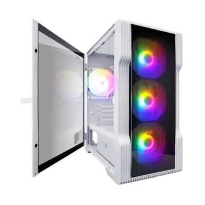 1STPLAYER Корпус TRILOBITE T3-G White / mATX, TG / 4x 120mm LED fans inc. / T3-G-WH-4F1-W