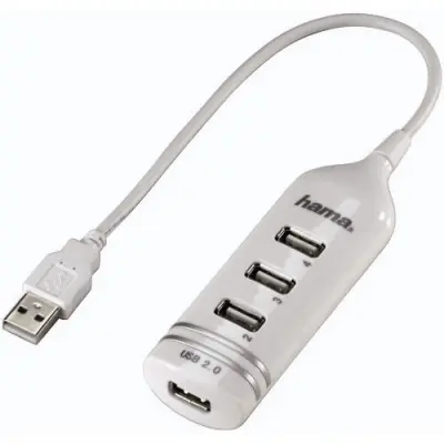 Hama 00039788 Разветвитель USB 2.0 Round1:4 4порт. белый (830108)