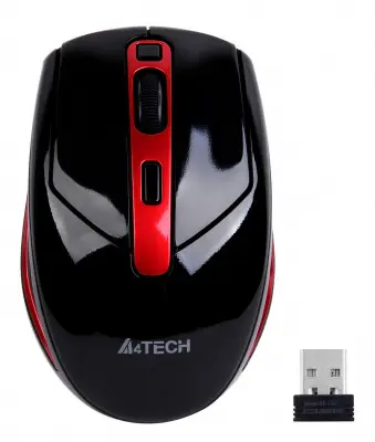 Мышь A4Tech G11-590FX черный/красный оптическая (2000dpi) беспроводная USB (5but)